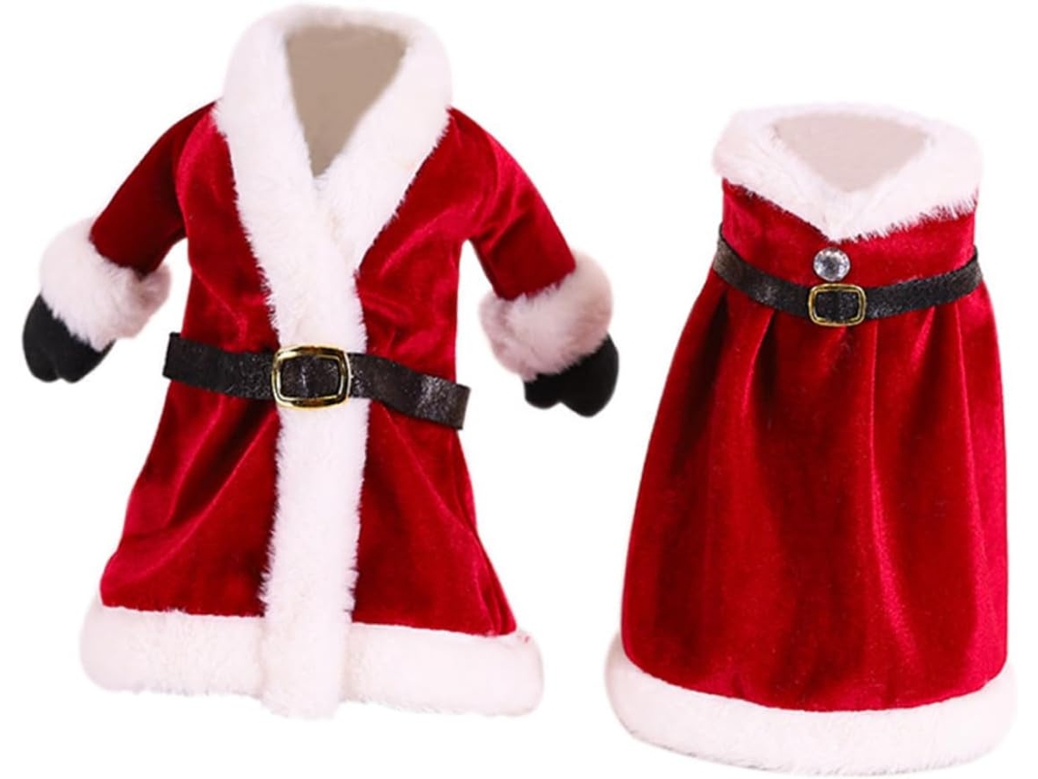 Kit De 2 Peças Criativo Com Decoração De Garrafa De Vinho, Incluindo Vestido E Roupa Natalina Para Enfeitar A Garrafa