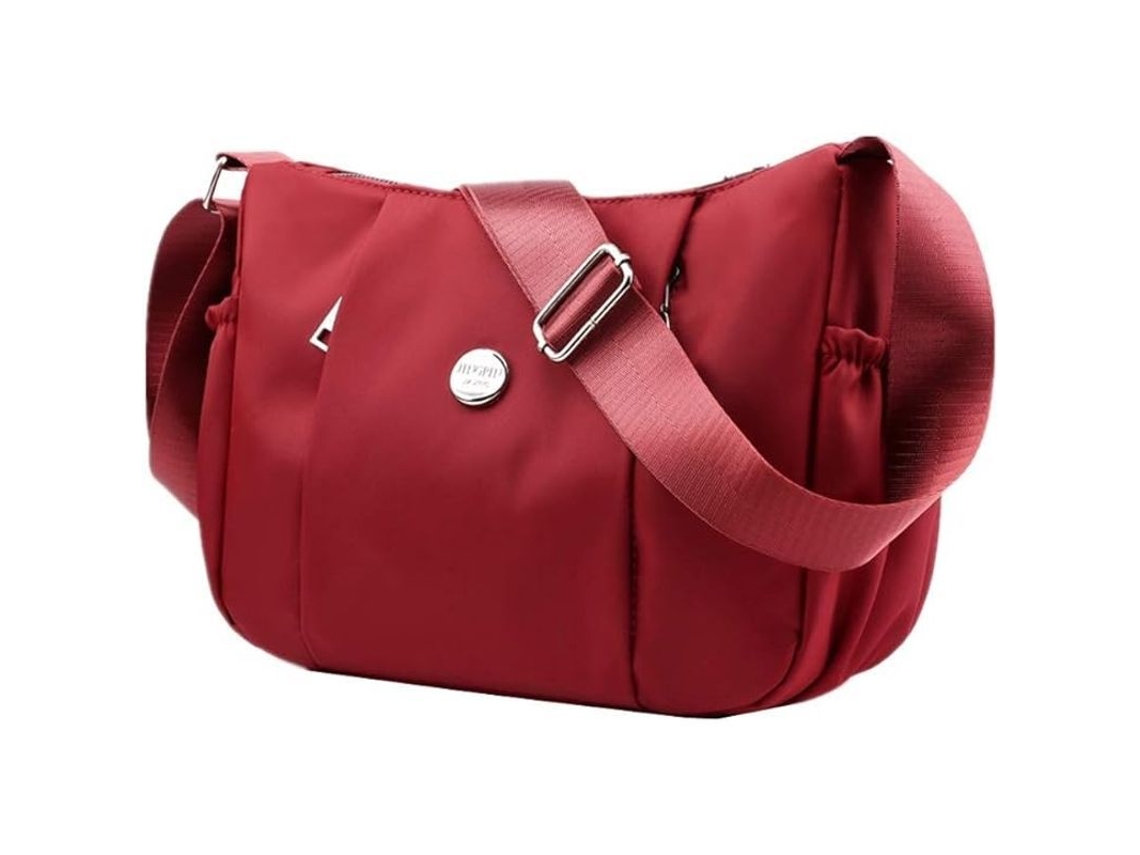 2026-bolsa Cruzada De Nylon Simple Para Mujer Ligera Bandolera Resistente Al Agua Color Vino