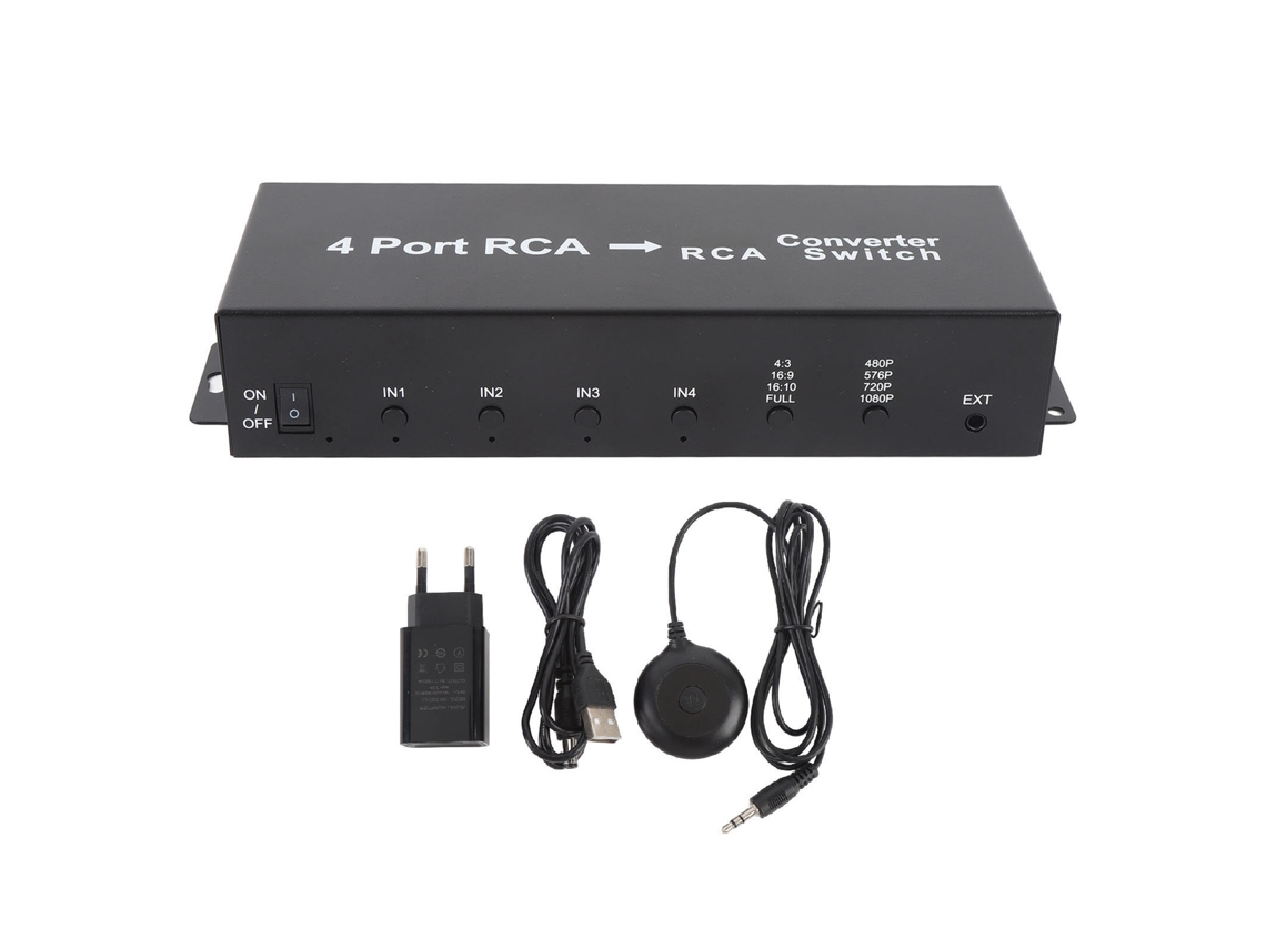 Interruptor Av De 4 Portas Com Conversor Hdmi 1080p Suporta Vhs Dvd Player Com Plugue Eu