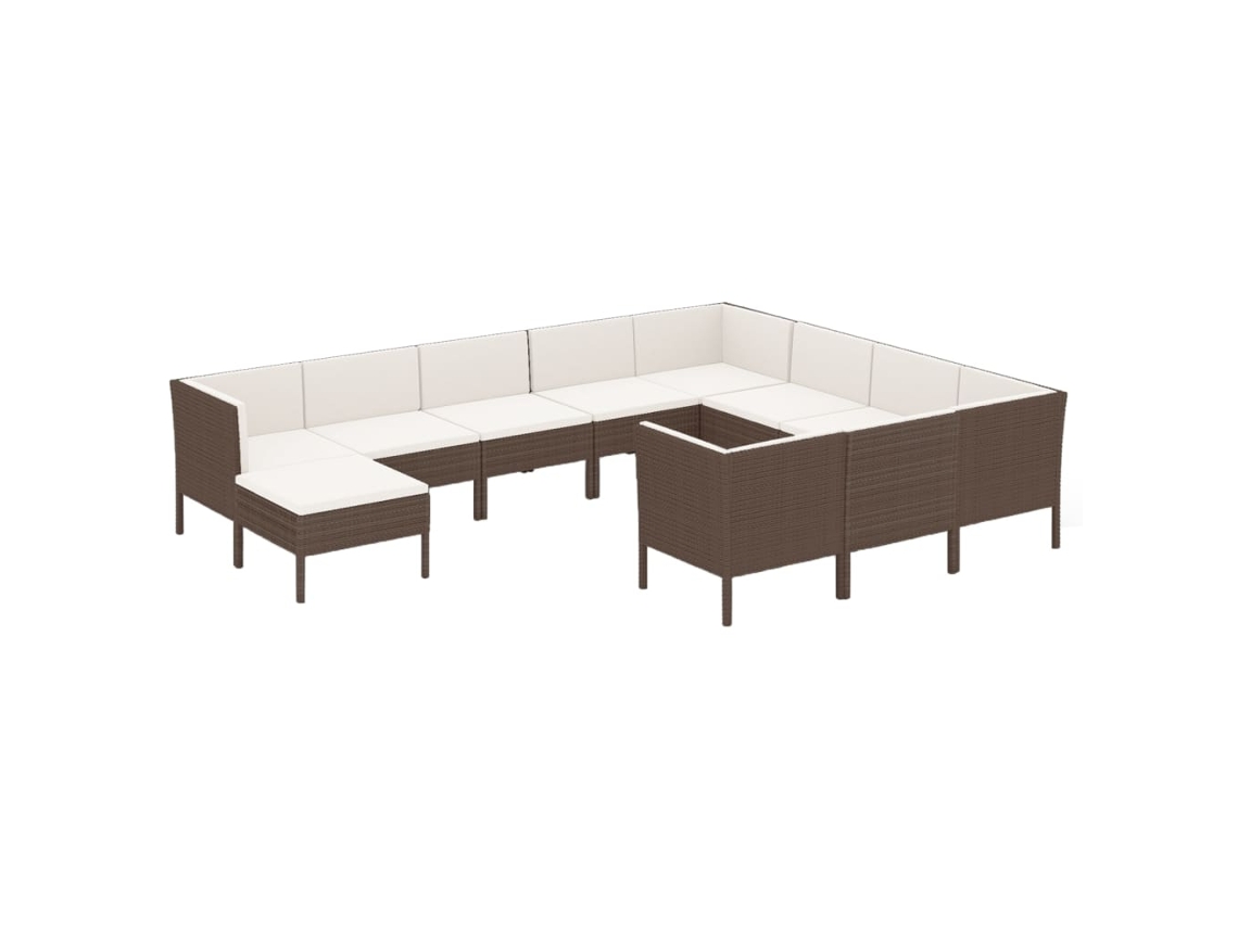 Conjunto 11 muebles de jardín VIDAXL y cojines ratán sintético marrón