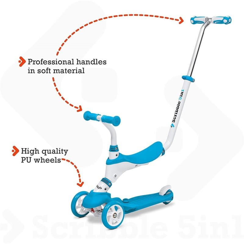 Patinete Reversible 5 en 1 mondo on and edad 12 meses – scooter para niños con asiento pedales de goma suave 3