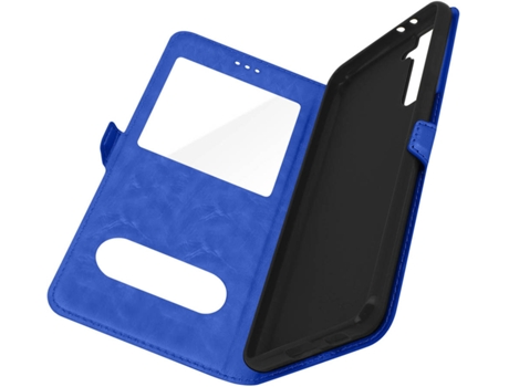 Carcasa Samsung Galaxy S21 AVIZAR con doble ventana y soporte Azul