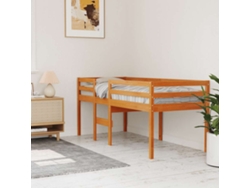 Cama Alta Madera Maciza De Pino Marrón Cera 80x200 Cm