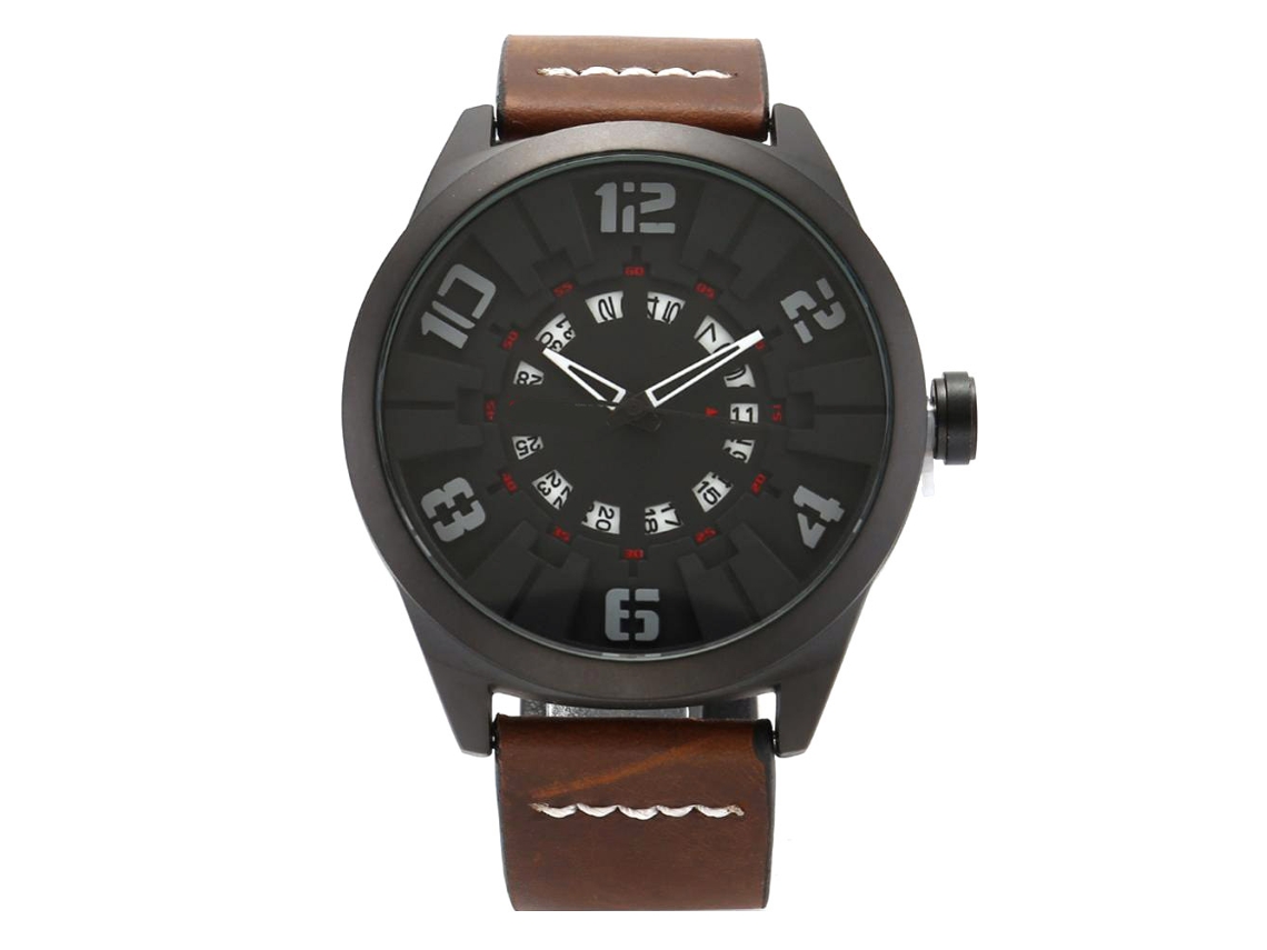 Relógio masculino casual com pulseira redonda League com numerais romanos, movimento de quartzo, para uso comercial, à prova d'água (ouro rosa).