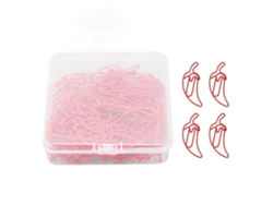 100 Clips de Papel Decorativos em Forma de Pimenta Vermelha com Caixa Transparente para Escritório