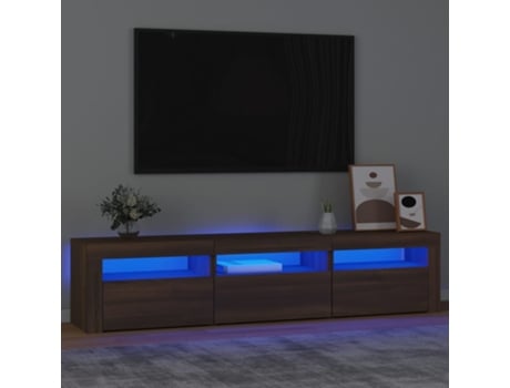 MAISON EXCLUSIVE Mueble de TV con luces LED color marrón roble 180x35x40 cm