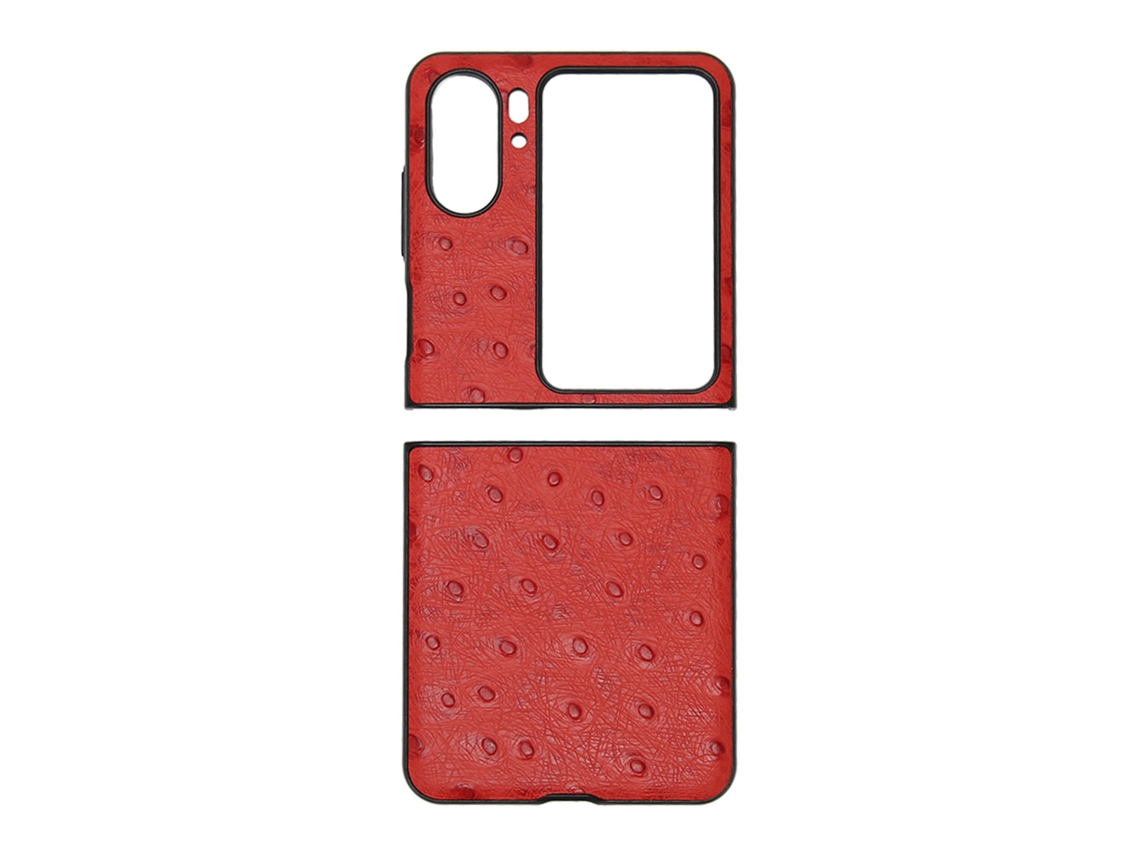 Capa De Telefone Estampa De Avestruz Anti-risco Protetora Dobrável Para Oppo Find N2 Flip Vermelha