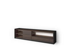 Mueble para TV, 207x37x50cm, para televisores de hasta 80'', LED, roble oscuro y negro.