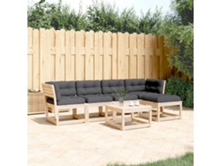 Conjunto This 5 Piece Sofas De Jardin Com Almofadões Pinho Macíço Dkd Home Decor