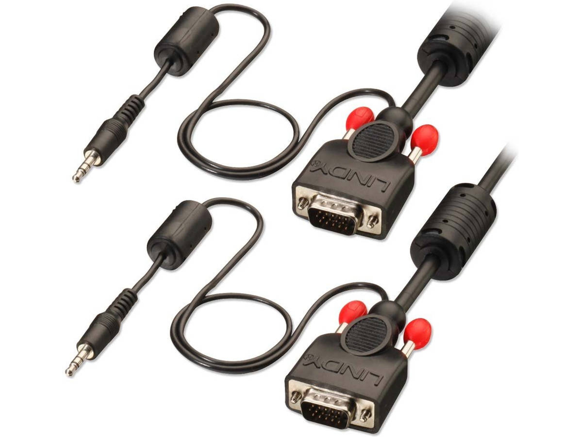 Cable Adaptador LINDY VGA/3.5mm para VGA/3.5mm Negro y Rojo 2m