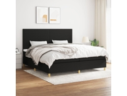 Cama Box Spring Con Colchón Tela Negro 200x200 Cm