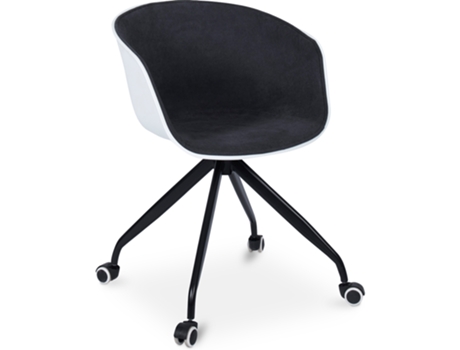 Silla de Oficina con Brazos Silla de Escritorio con Ruedas Blanco y Negro Jodie 53x55,6x81,8cm PRIVATEFLOOR