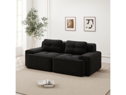 Sofá Modular 2 Plazas - Moderno, Cómodo, Terciopelo Tipo Corduroy, Sofá Cama - Negro
