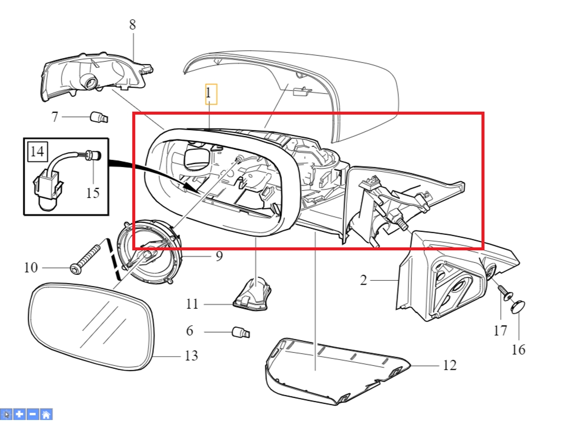 Volvo C30 Espejo Izquierdo Plegable Eléctricamente Europa Oe