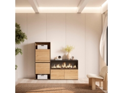 Zapatero, 167x145x35 cm, Dormitorio, habitación, Chimenea eléctrica XXL, Roble SKRAUT HOME