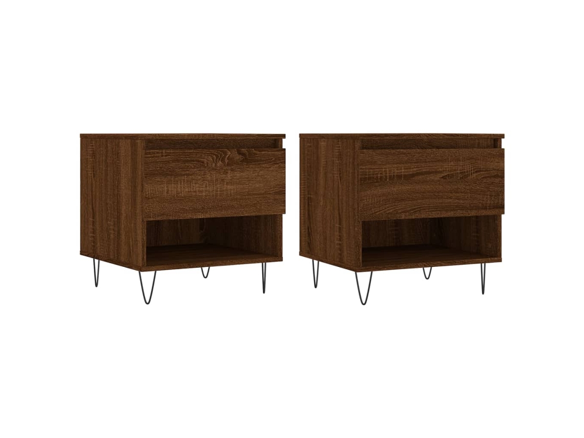 Conjunto de Mesas de Centro 50x46x50 cm Derivados Madera Roble Marrón MAISON EXCLUSIVE