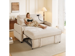 Sofá Cama Doble Multifuncional Respaldo Ajustable Usb Soporte Móvil Cama Salón