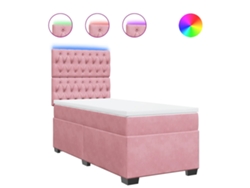 Maison Exclusive - Cama Box Spring Con Colchón Terciopelo Rosa 90x190 Cm