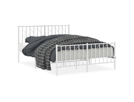 Estructura de cama con cabecero y patas VIDAXL metal blanco (135x190 cm)