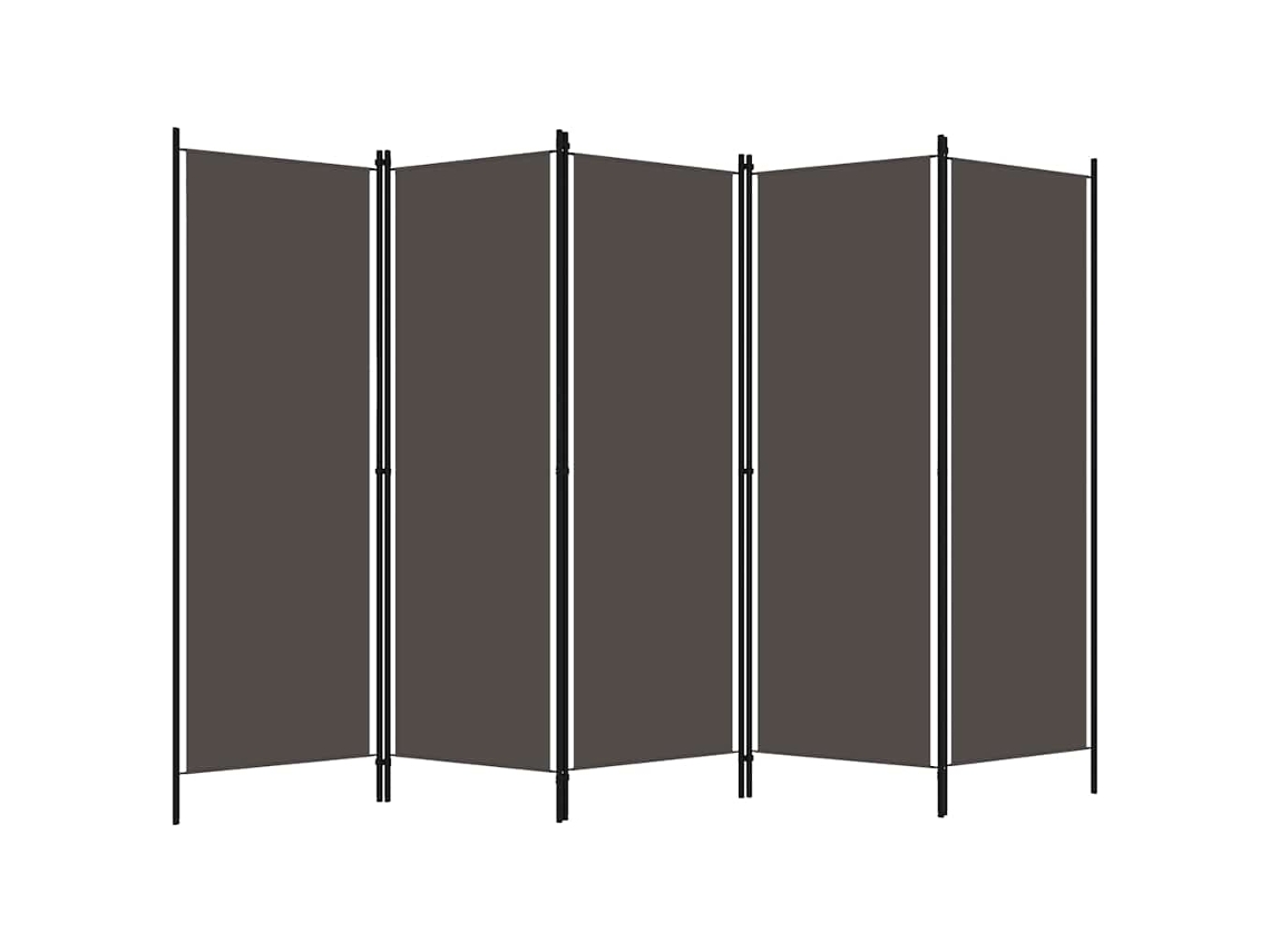 Separador de ambientes con 5 paneles, 250x180 cm, color antracita.