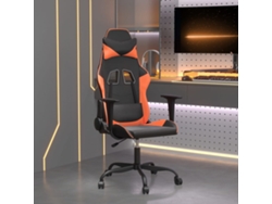 Silla gaming en piel sintética negra y naranja.