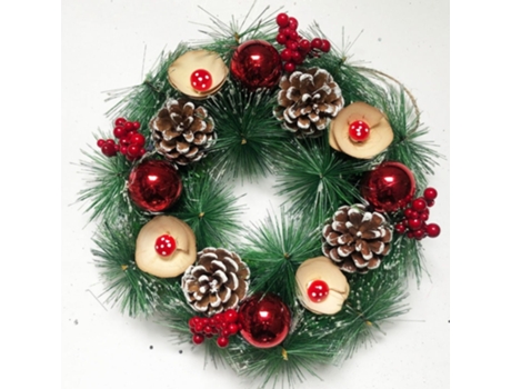 Corona de Navidad Artificial Decoración navideña Corona Adorno para puerta mesa 25cm-4