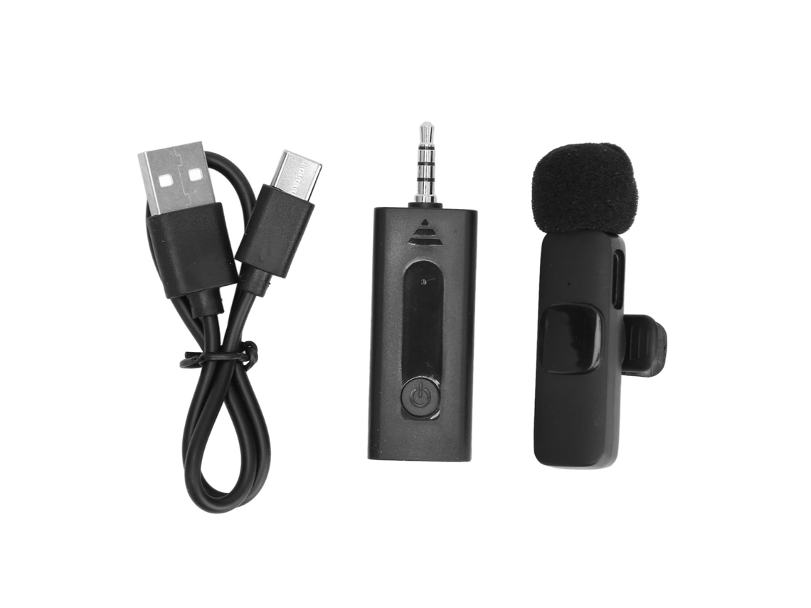 Microfone Lavalier Sem Fio 3.5mm Com Cancelamento De Ruído Inteligente E Clip Para Gravação Ao Vivo
