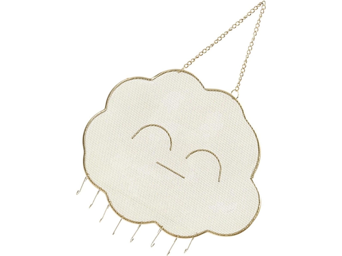 Elegante Ligero Organizador Pared Metal Dorado Forma Soporte Pendientes Joyería Collares Pulseras Nube