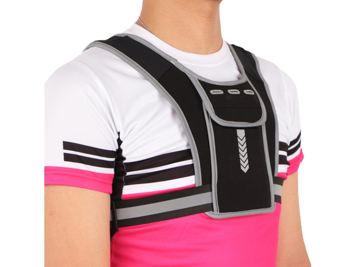 Chaleco Reflectante Unisex Para Correr Y Andar En Bicicleta Con Soporte Para Teléfono Móvil, Mochila Multifuncional Para Exteriores.
