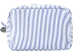 Neceser De Viaje Portátil A Rayas Con Organizadores, Accesorios Para El Cuidado De La Piel Y Pequeños Compartimentos Con Cremallera.