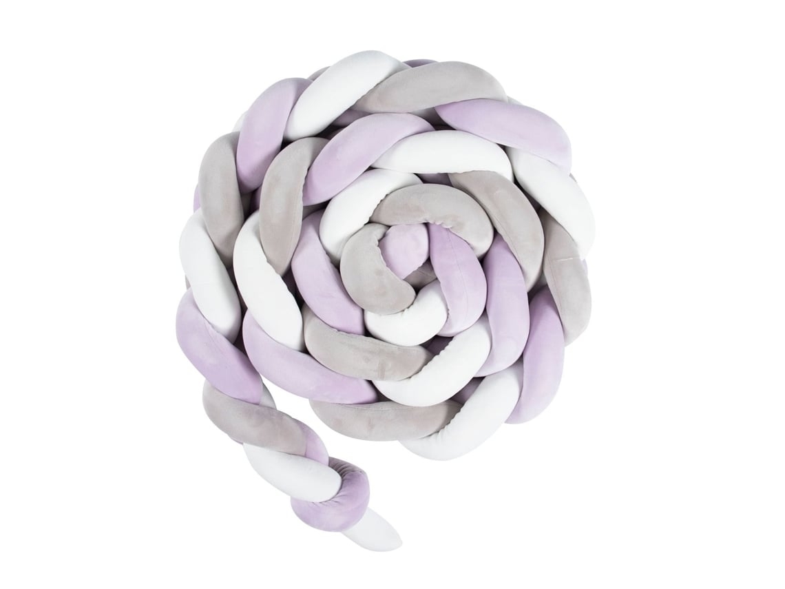Protector de cuna de terciopelo con estampado de serpiente, blanco, gris y morado, 300 cm, Yunzii