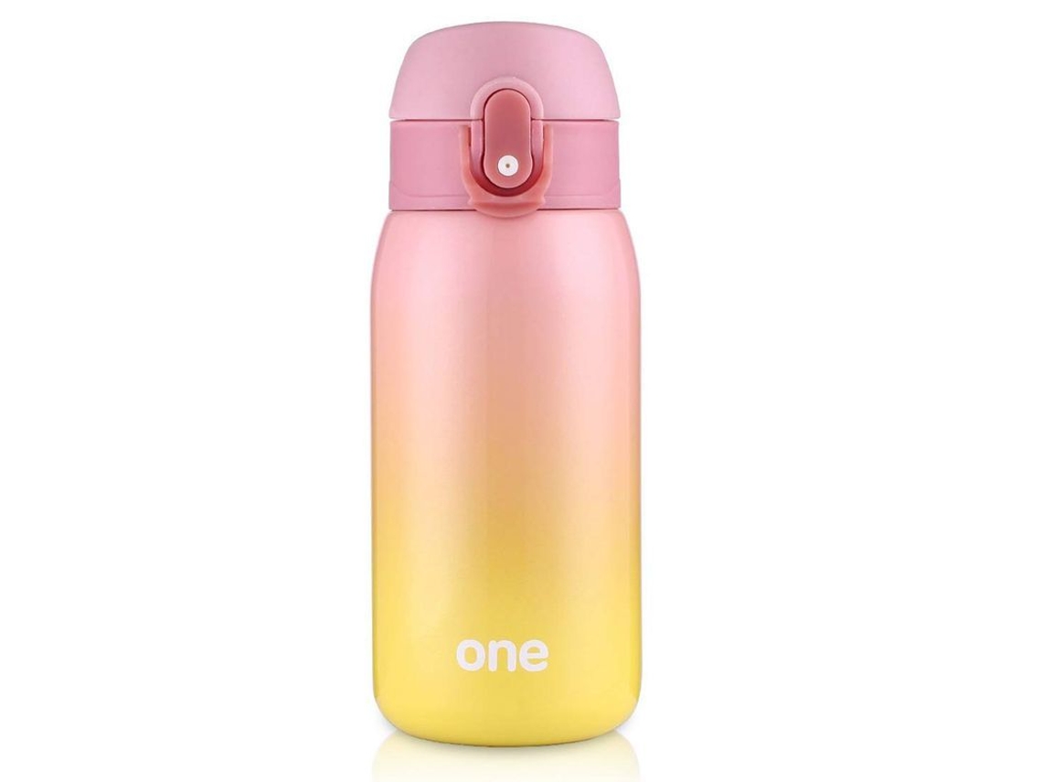 2026da-botella De Agua Para Niños De Acero Inoxidable Con Tapa Giratoria, Sin Fugas, 320ml, Color Rosa-amarillo
