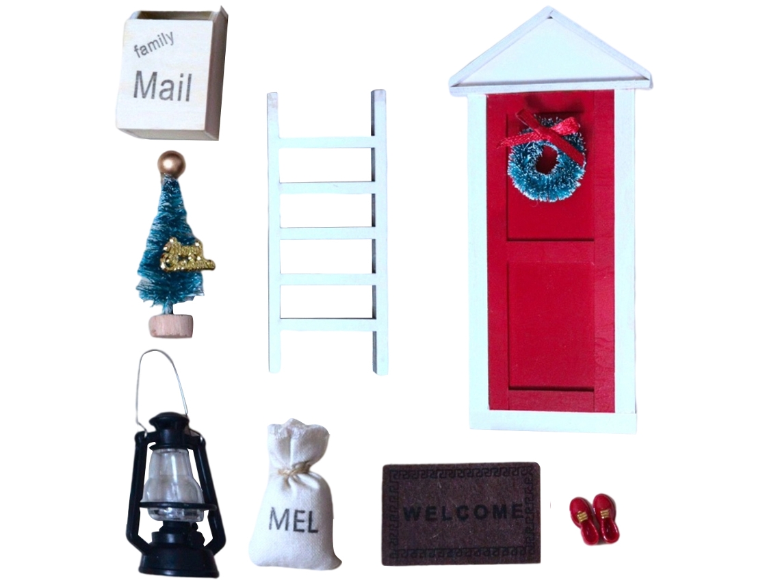 Juego De Accesorios En Miniatura Para Casa De Muñecas: Árbol De Navidad Decorativo De Madera, Escalera Y Gnomo.