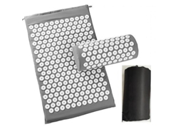 Colchoneta De Acupresión Topx 68x42cm Tpe 6mm Para Aliviar Dolores Espalda Con Almohada Y Bolsa Gris