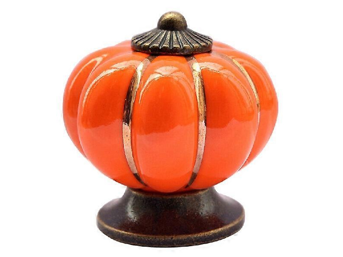 Mango Cerámica Forma De Calabaza Naranja Para Armarios Cajones Cocina 40mm 4.00x4.00x3.00cm Naranja