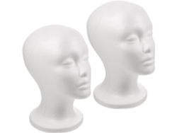 Lot De 2 Têtes Mannequin Mousse Blancohes 26 Cm Pour Présentation Pelucas Chapeaux Foulards,