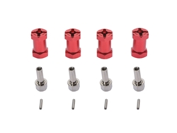 4pcs Adaptadores De Cubo Hexagonal 12mm De Alumínio Com Porcas Extensão De Cubo Para Carro Rc 1/10 Comprimento 20mm Vermelho