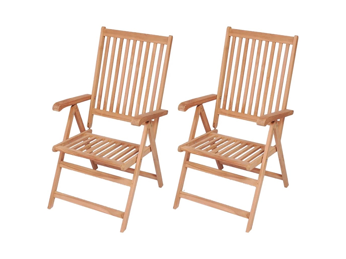 Sillas de jardín reclinables de 2 piezas DKD Home Decor de madera maciza de teca