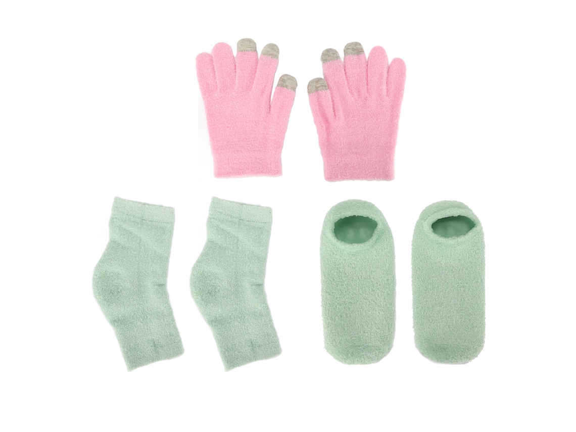 Conjunto De Calcetines Sin Dedos Y Guantes De Gel Reutilizables Hidratantes Para Piel Seca Con Vitamina E