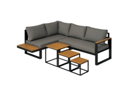 Conjunto De Muebles De Exterior, Conjunto De Salón De 5 Piezas, Conjunto De Muebles De Jardín, 148 Cm X 61 Cm X 71,5 Cm, Gris + Natural