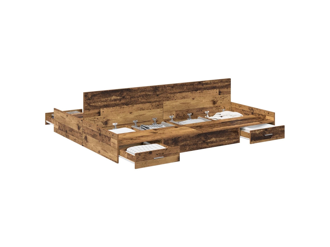 Maison Exclusive - Cama Con Almacenamiento Con Cabecera Madera Vieja 140 X 190 Cm