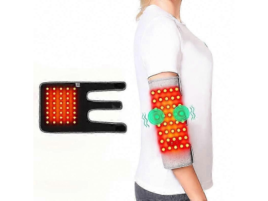 Almohadilla térmica para el codo con terapia de luz roja y masaje vibratorio para el alivio de la epicondilitis, la artritis y el dolor muscular.