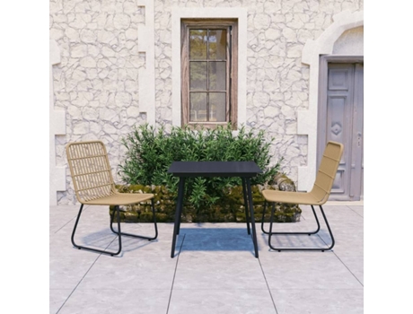 Conjunto 3 de comedor para jardín VIDAXL ratán sintético y vidrio