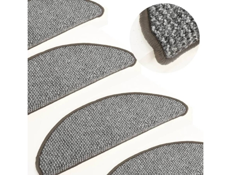 vidaXL Alfombras de peldaños de escalera 15 uds gris 56x17x3 cm