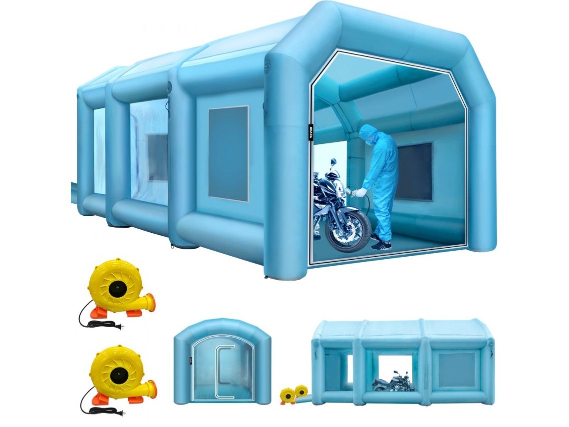VEVOR tienda de pintura para coche con cabina de pulverización inflable 29,5x19,7x13 pies con filtro y 2 sopladores