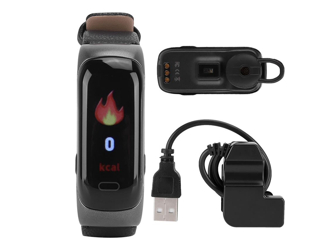 Pulsera Inteligente Con Monitor De Frecuencia Cardíaca, Contador De Pasos, Monitor De Sueño Y Auriculares Bluetooth - Gris
