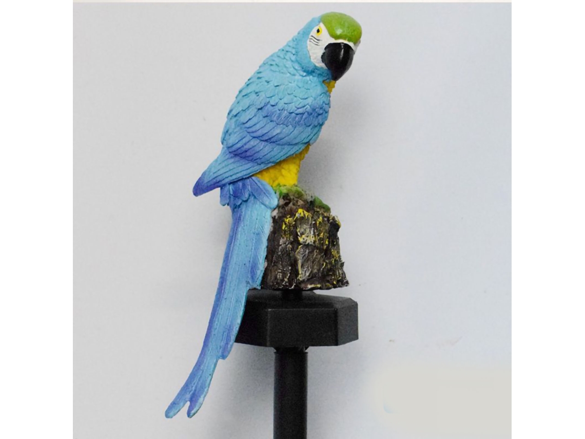 2026-luz Solar Jardín Resina Pájaro Loro Insertable Exterior Decorativa Impermeable Azul