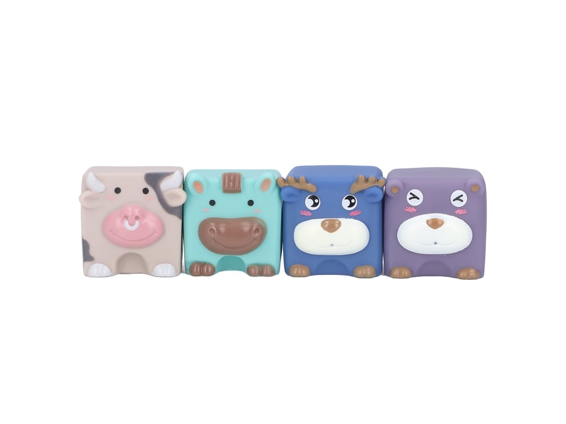 4 Bloques De Construcción Blandos Con Forma De Animales De Dibujos Animados, Juguete Sensorial Masticable Para Mayores De 6 Meses.