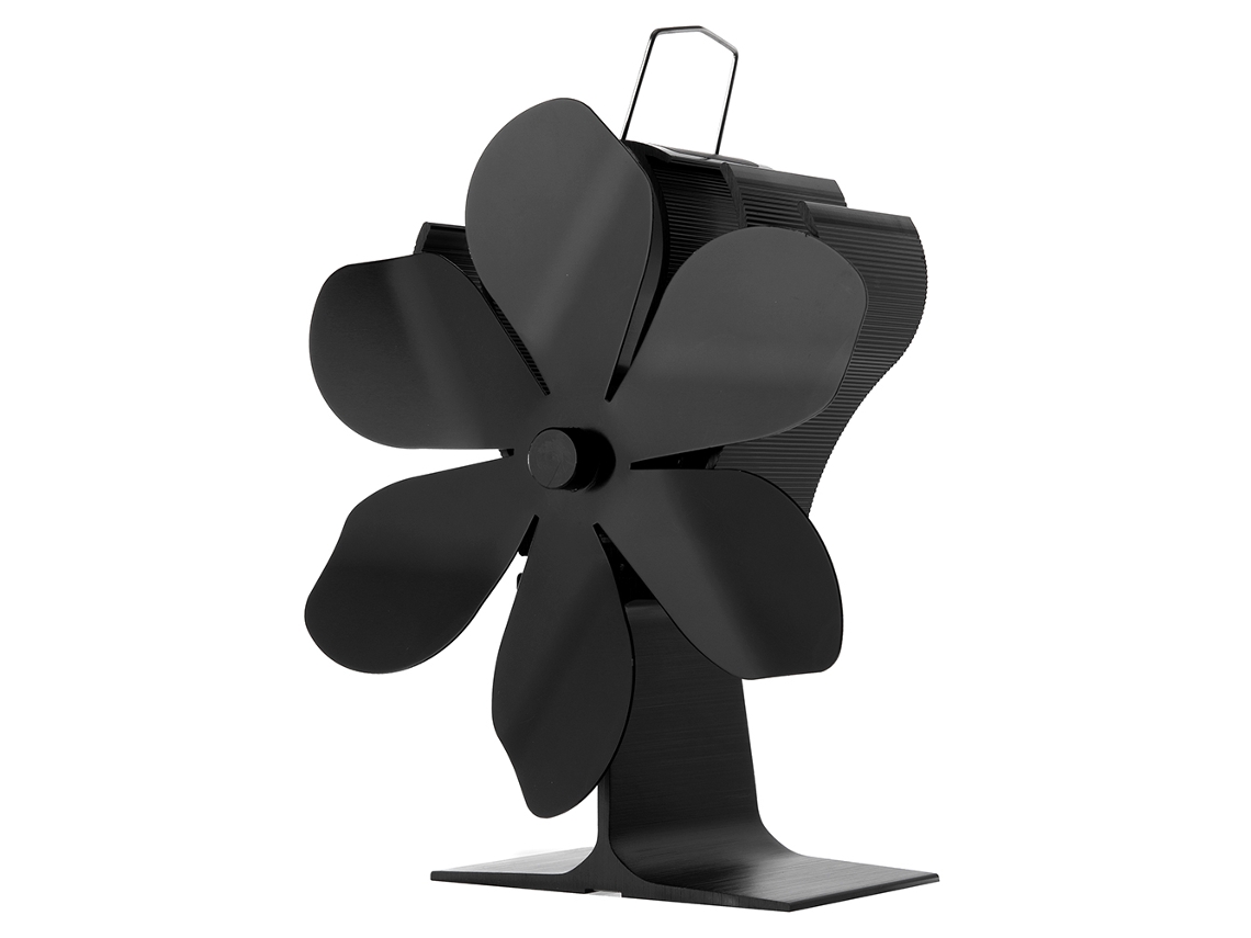 Ventilador de techo con 6 aspas, silencioso, color negro.