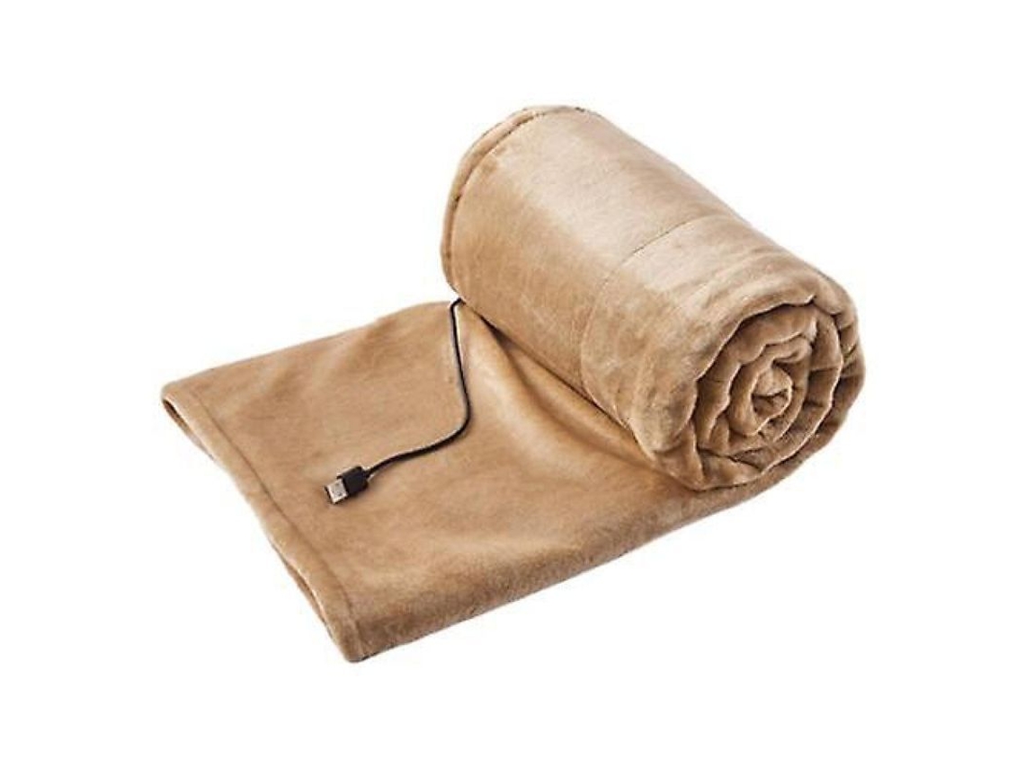 Manta Eléctrica Portátil De Lana Con Conexión Usb, Cálida, Ideal Para Invierno, 100 X 80 Cm, Color Amarillo, Con 3 Niveles De Temperatura.